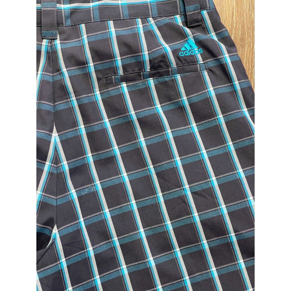 Men's Adidas Navy Blue Plaid Walking Golf Shorts Flat Front SIZE 35 - Picture 3 of 8